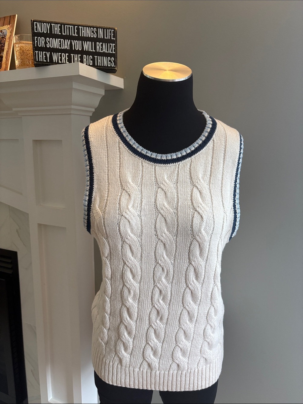 Veronica Beard Jerrel Knit Tank Top Cable Knit Sleeveless Sweater Vest